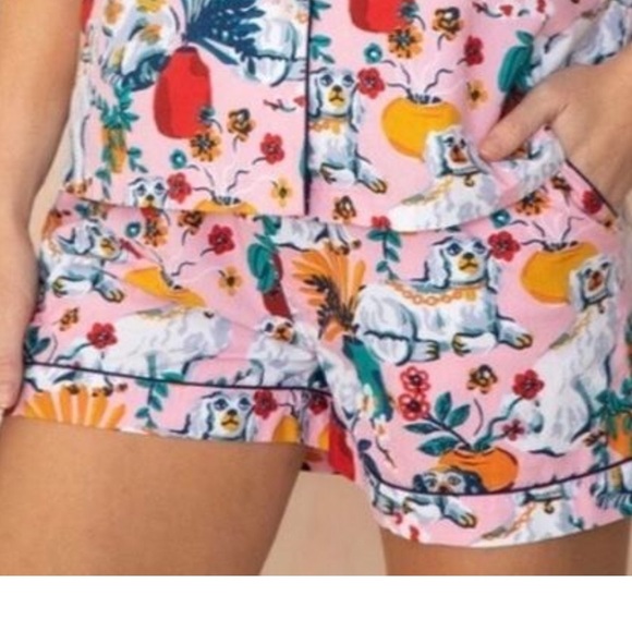 Printfresh Good Dog Pajama Short in Vintage Rose Size XXS Lounge Anthropologie - Picture 1 of 10